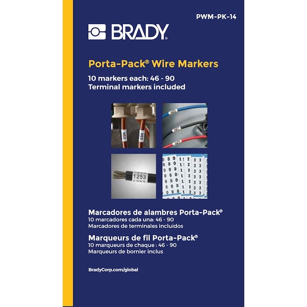 Porta-Pack Wire Marker Book Repositionable Vinyl Cloth Legend: 46 to 90, 10PK